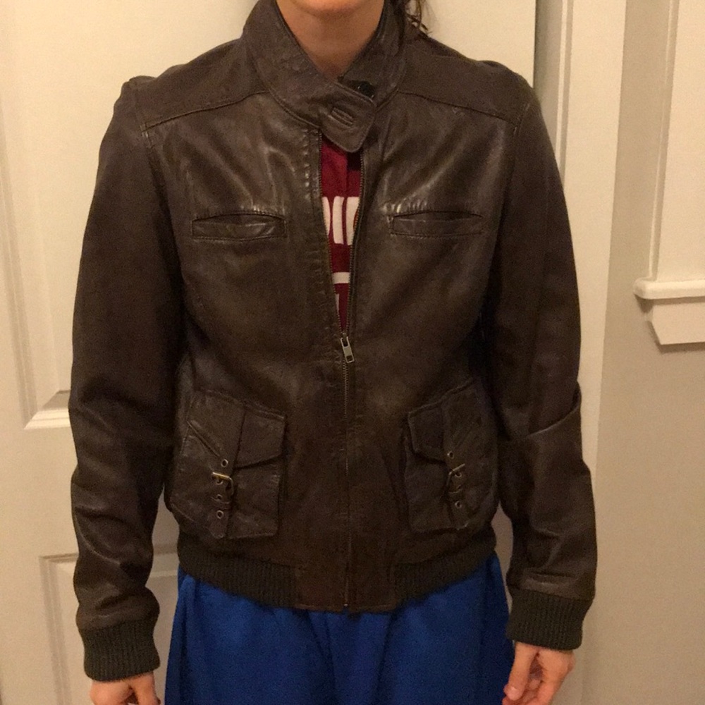Lucky Brand genuine leather bomber jacket - Picture 3 of 5